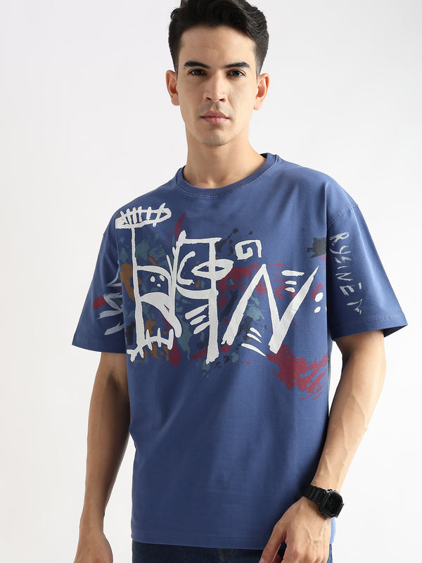 Federal Blue Abstract Oversized Graphic