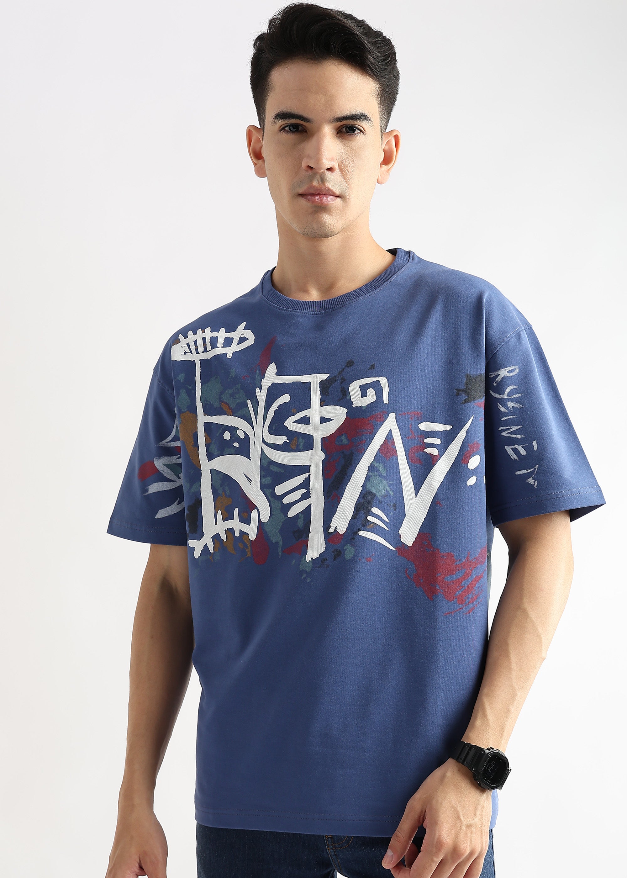 Federal Blue Abstract Oversized Graphic