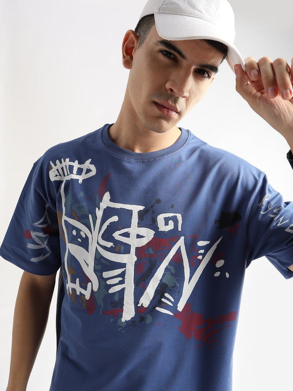 Federal Blue Abstract Oversized Graphic