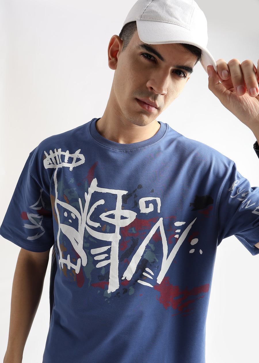 Federal Blue Abstract Oversized Graphic