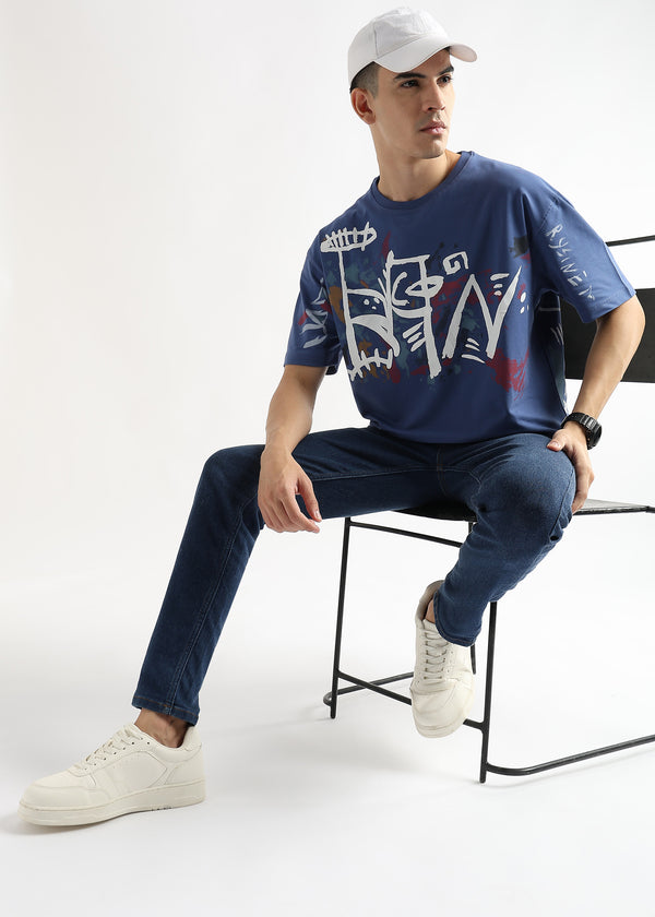 Federal Blue Abstract Oversized Graphic