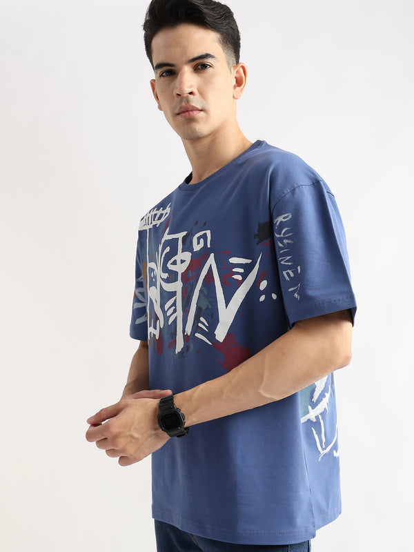 Federal Blue Abstract Oversized Graphic