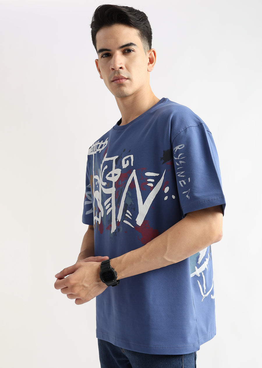 Federal Blue Abstract Oversized Graphic