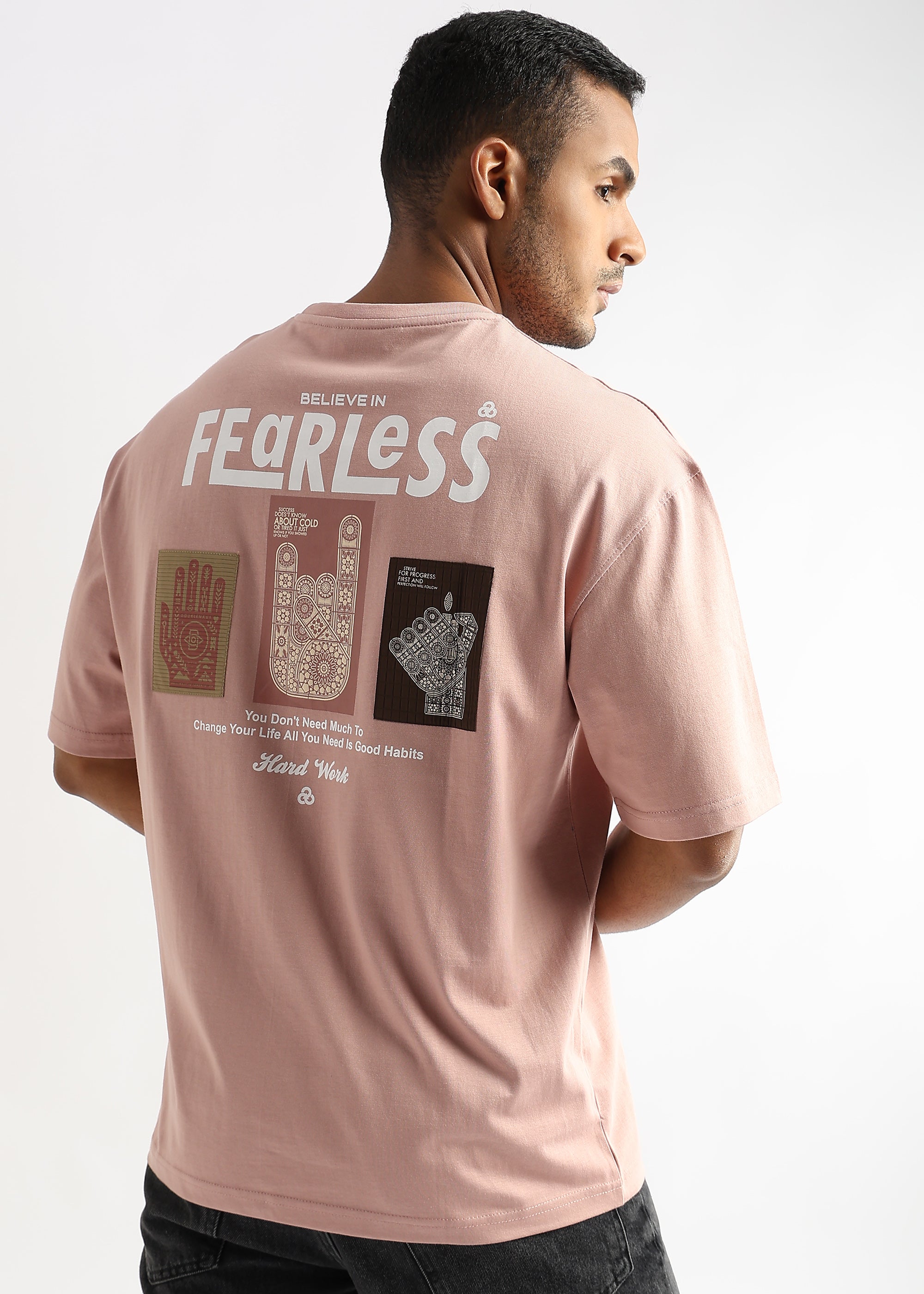 Pastel Rose Fearless Patchwork Oversized Graphic