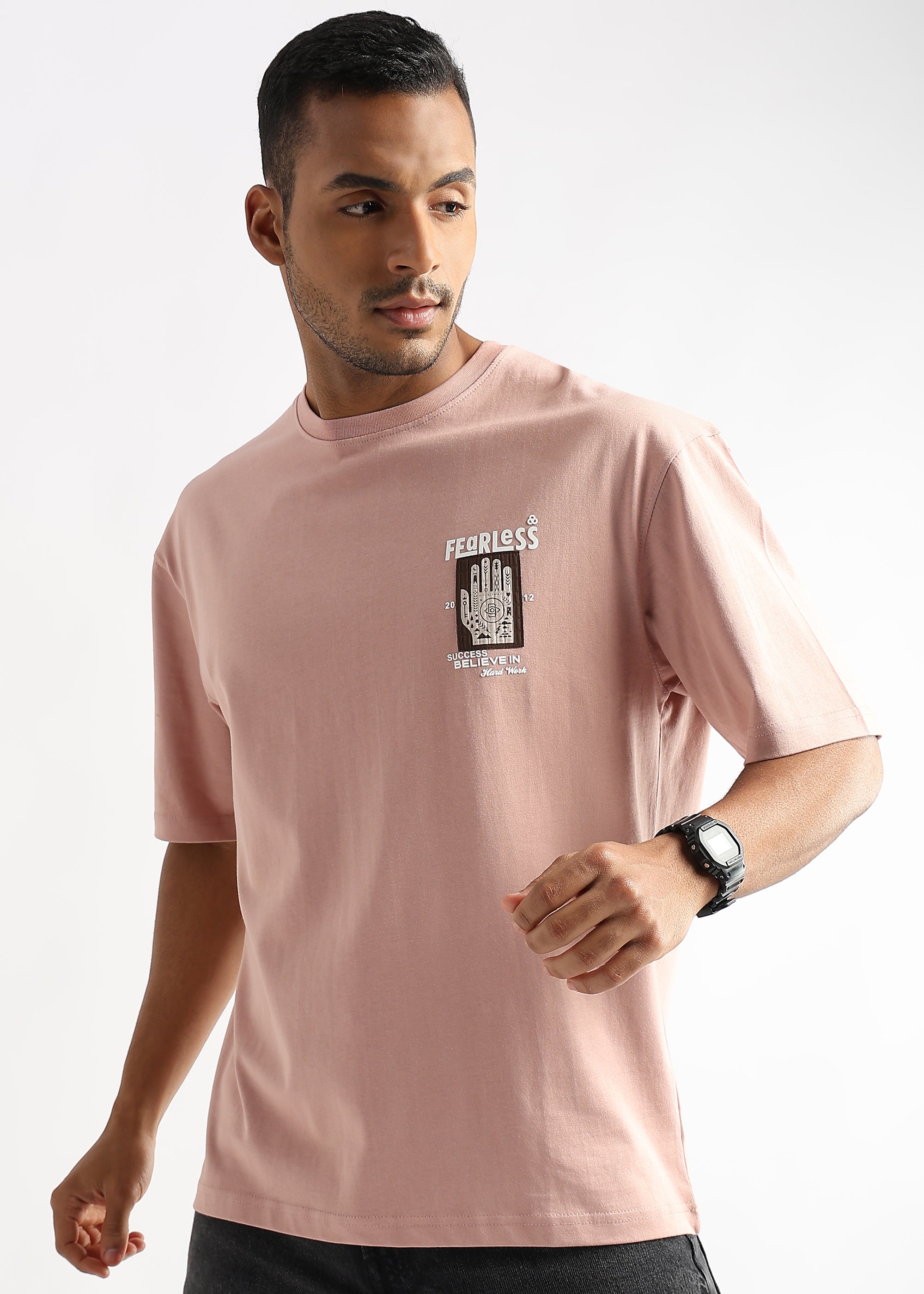 Pastel Rose Fearless Patchwork Oversized Graphic