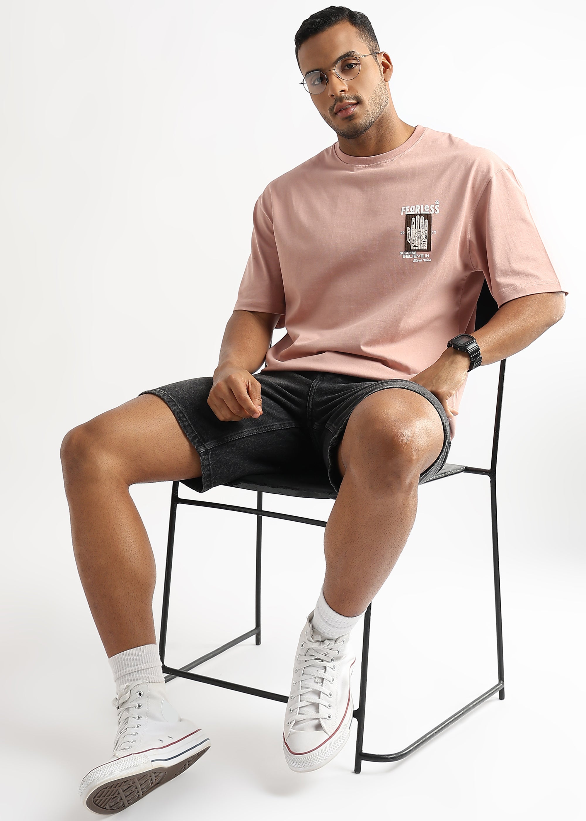 Pastel Rose Fearless Patchwork Oversized Graphic