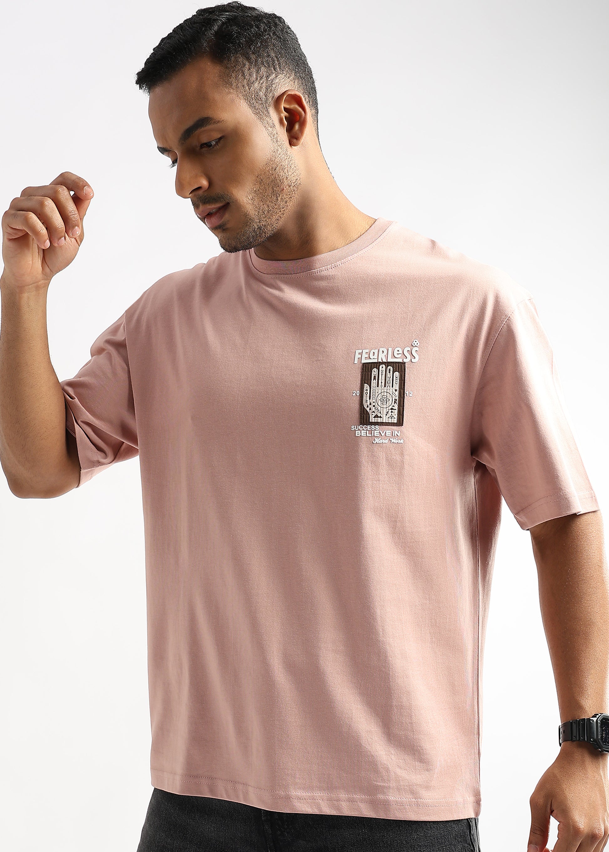 Pastel Rose Fearless Patchwork Oversized Graphic