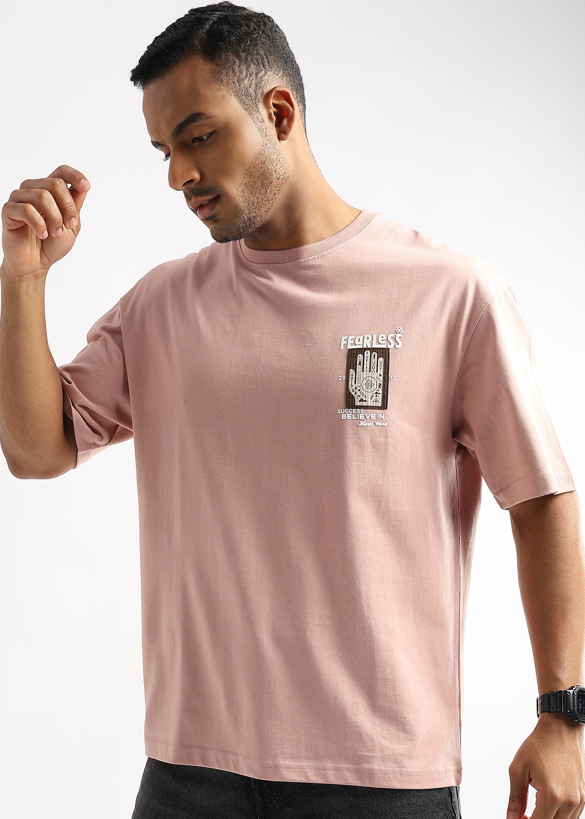 Pastel Rose Fearless Patchwork Oversized Graphic