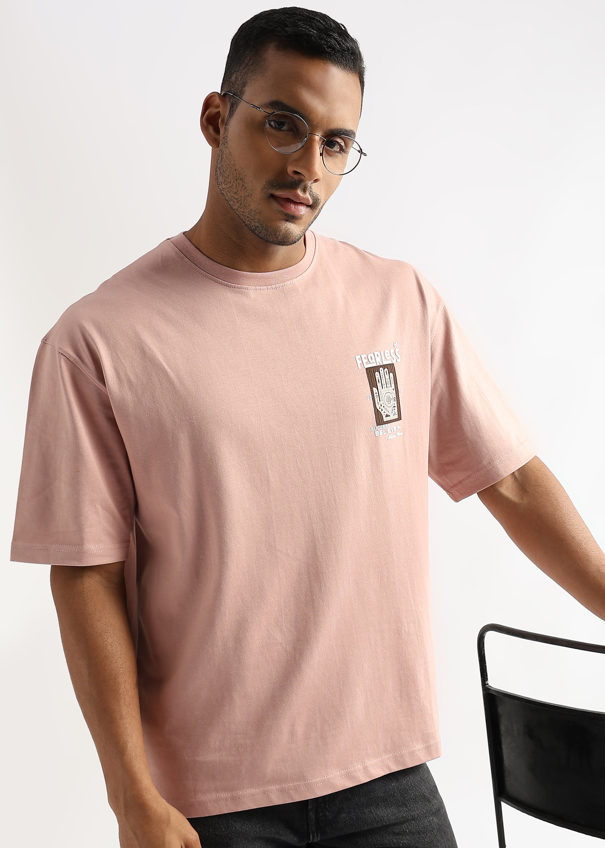 Pastel Rose Fearless Patchwork Oversized Graphic