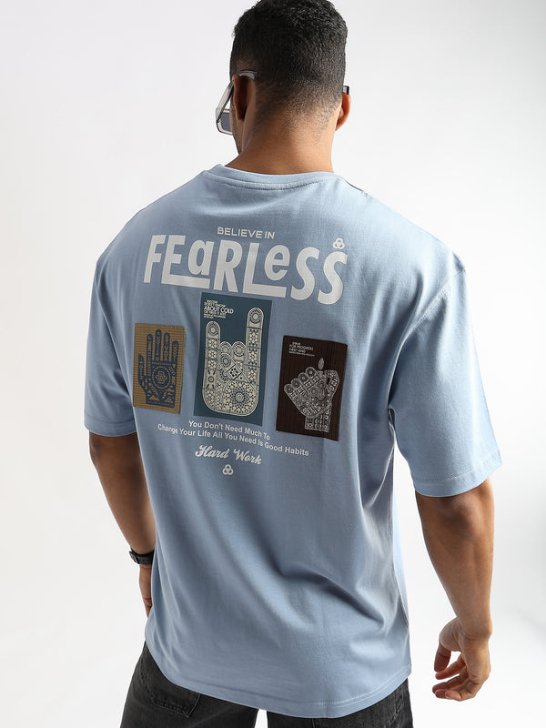 Cashmere Blue Fearless Patchwork Oversized Graphic