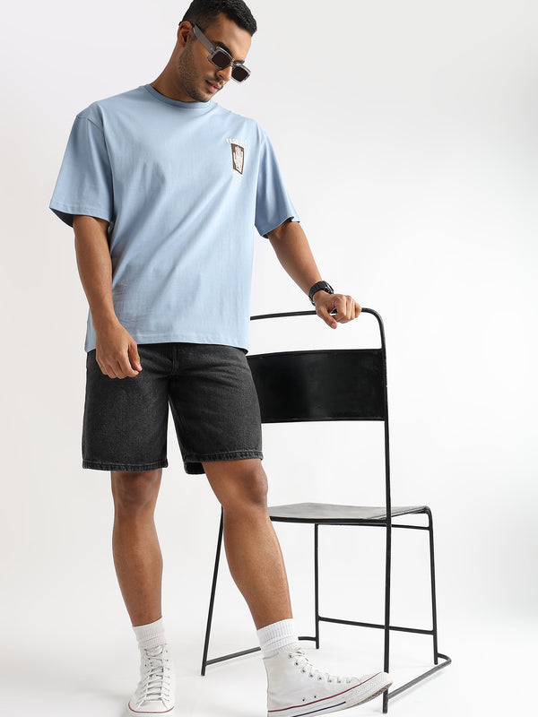 Cashmere Blue Fearless Patchwork Oversized Graphic