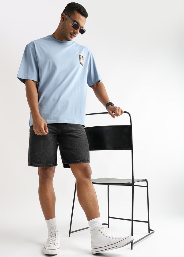 Cashmere Blue Fearless Patchwork Oversized Graphic