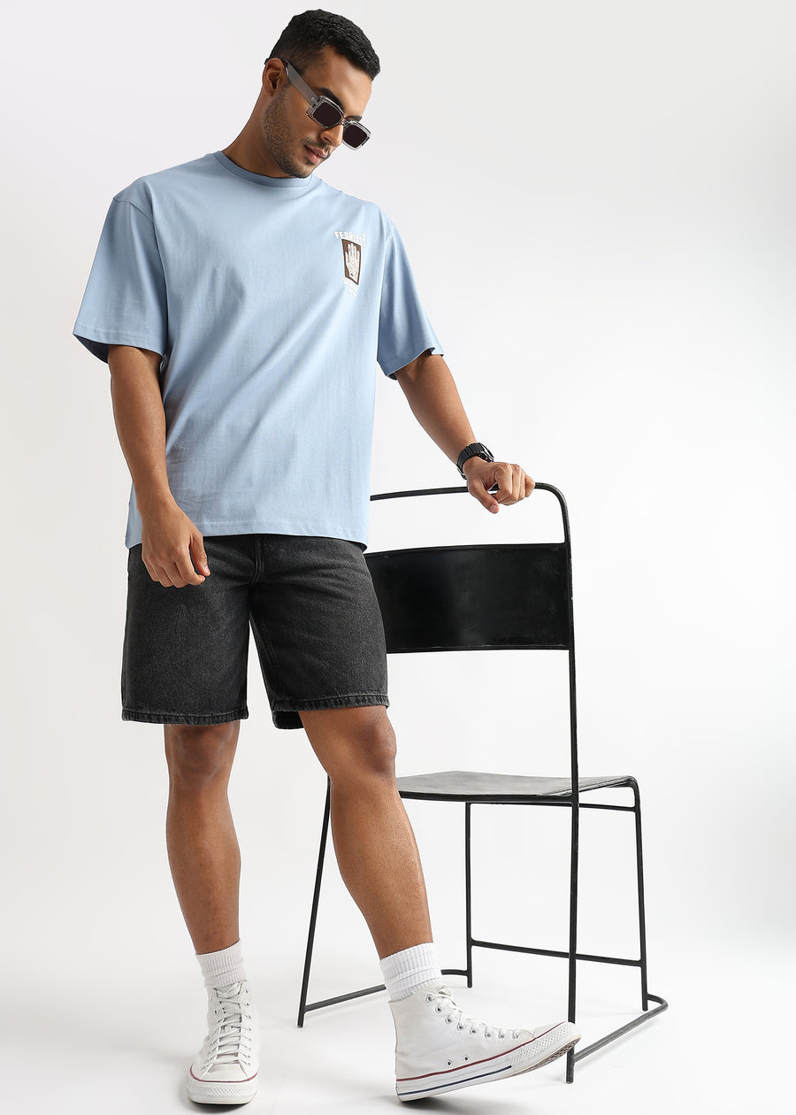 Cashmere Blue Fearless Patchwork Oversized Graphic