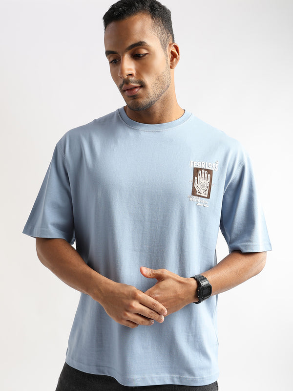 Cashmere Blue Fearless Patchwork Oversized Graphic