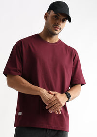 Cordovan Maroon Solid Oversized T-Shirt
