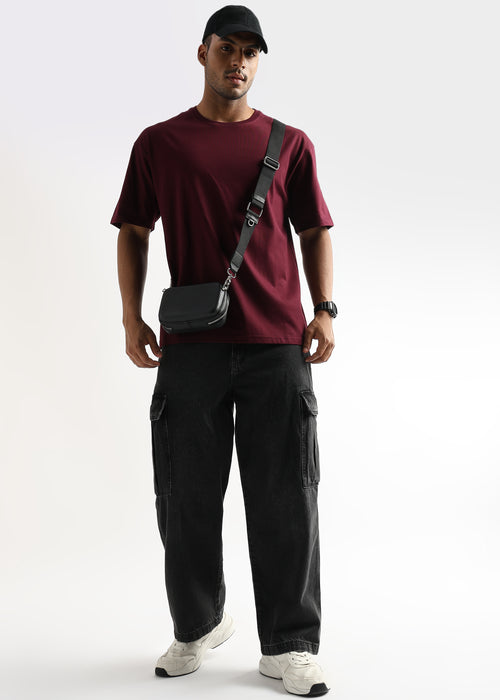 Cordovan Maroon Solid Oversized T-Shirt