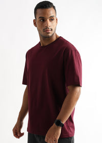 Cordovan Maroon Solid Oversized T-Shirt