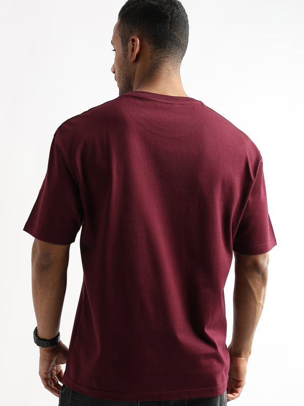 Cordovan Maroon Solid Oversized T-Shirt
