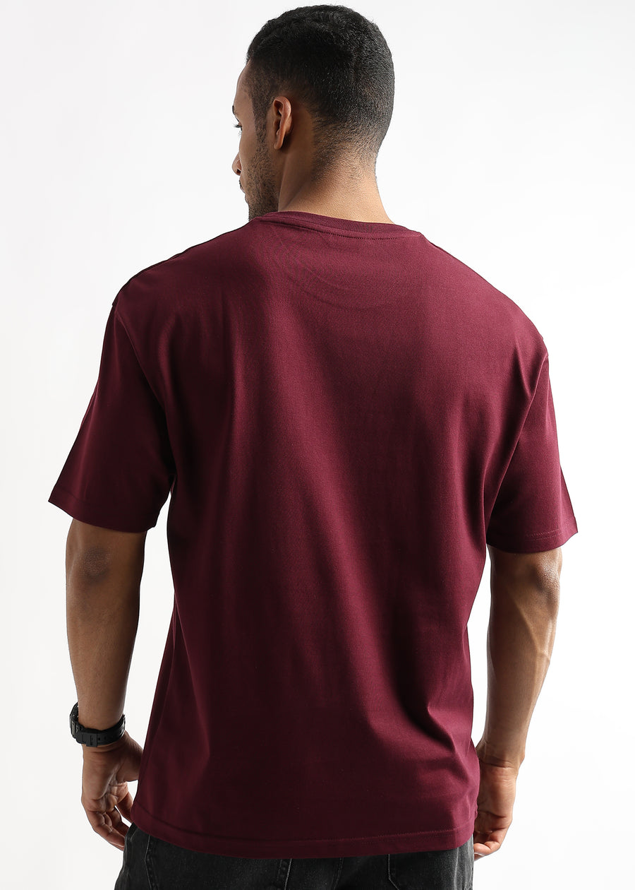Cordovan Maroon Solid Oversized T-Shirt