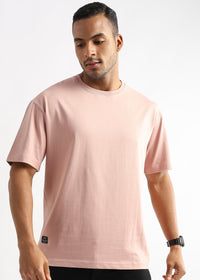 Pastel Rose Solid Oversized T-Shirt