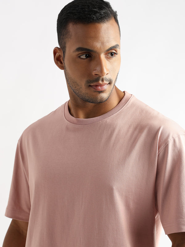 Pastel Rose Solid Oversized T-Shirt