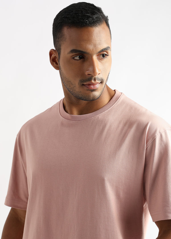 Pastel Rose Solid Oversized T-Shirt