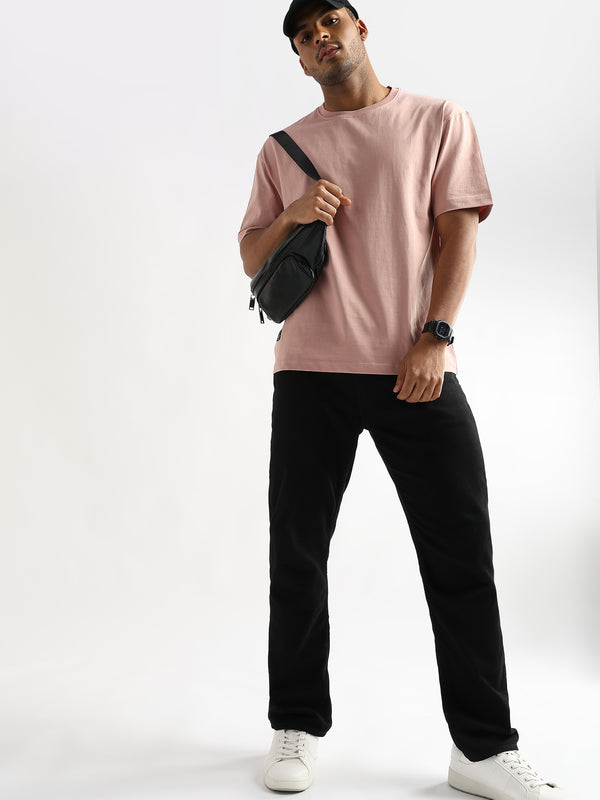 Pastel Rose Solid Oversized T-Shirt