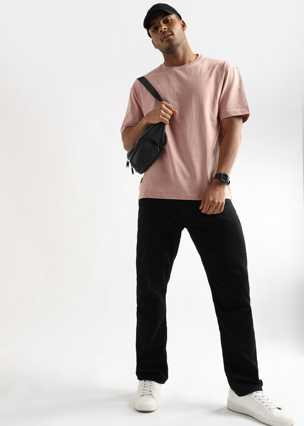 Pastel Rose Solid Oversized T-Shirt