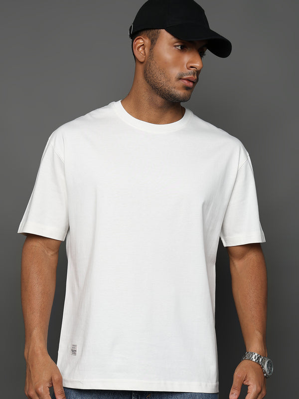 Star White Solid Oversized T-Shirt