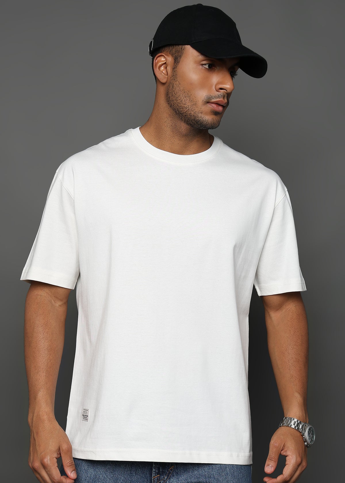 Star White Solid Oversized T-Shirt