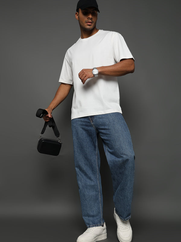 Star White Solid Oversized T-Shirt