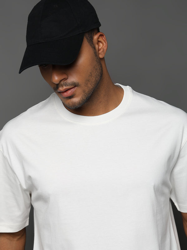 Star White Solid Oversized T-Shirt