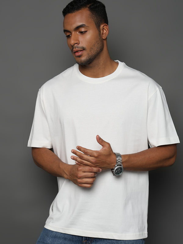 Star White Solid Oversized T-Shirt