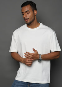 Star White Solid Oversized T-Shirt
