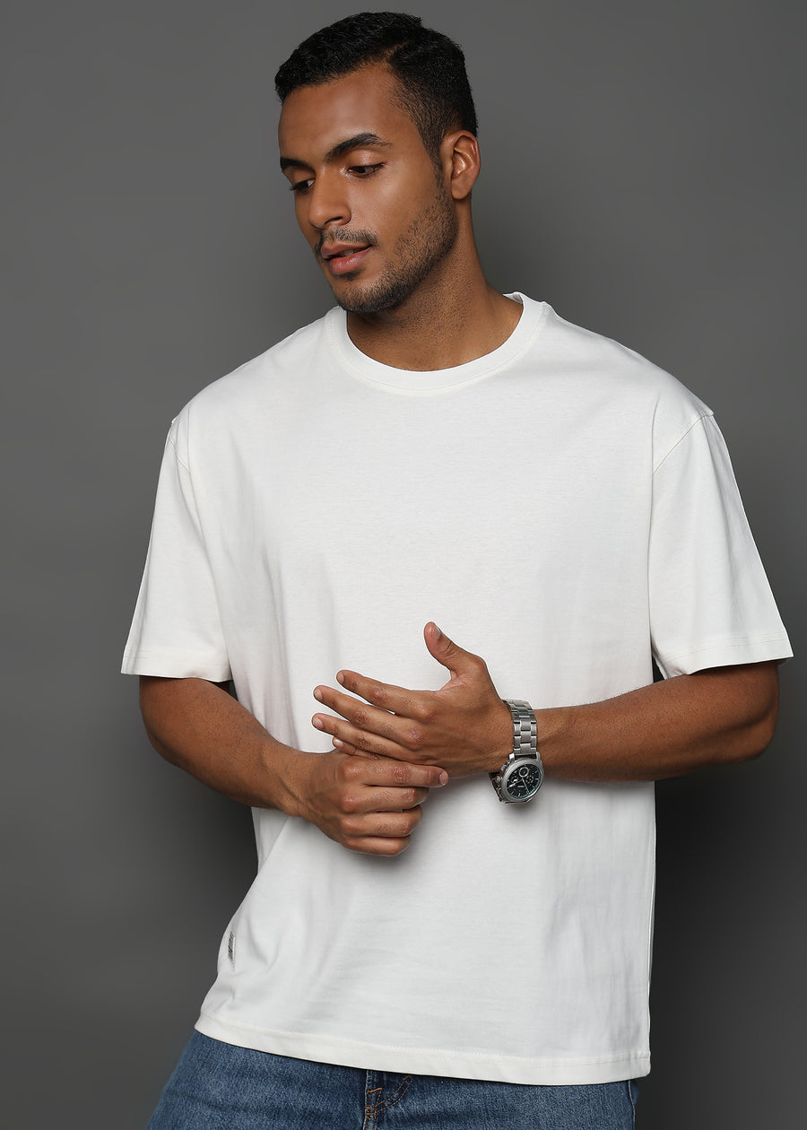 Star White Solid Oversized T-Shirt
