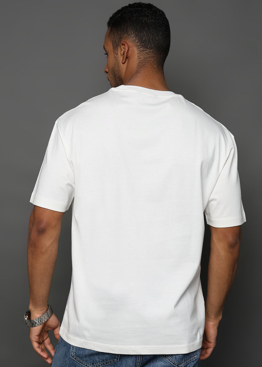 Star White Solid Oversized T-Shirt