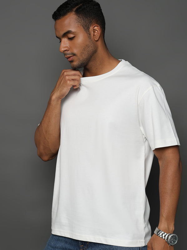 Star White Solid Oversized T-Shirt