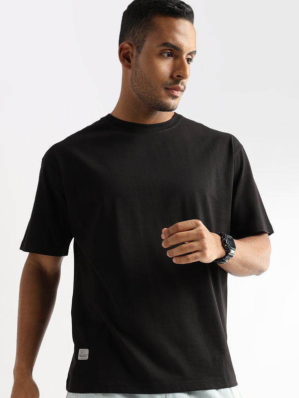 Meteorite Black Solid Oversized T-Shirt
