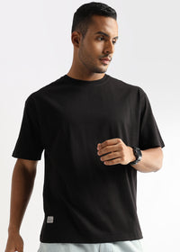 Meteorite Black Solid Oversized T-Shirt