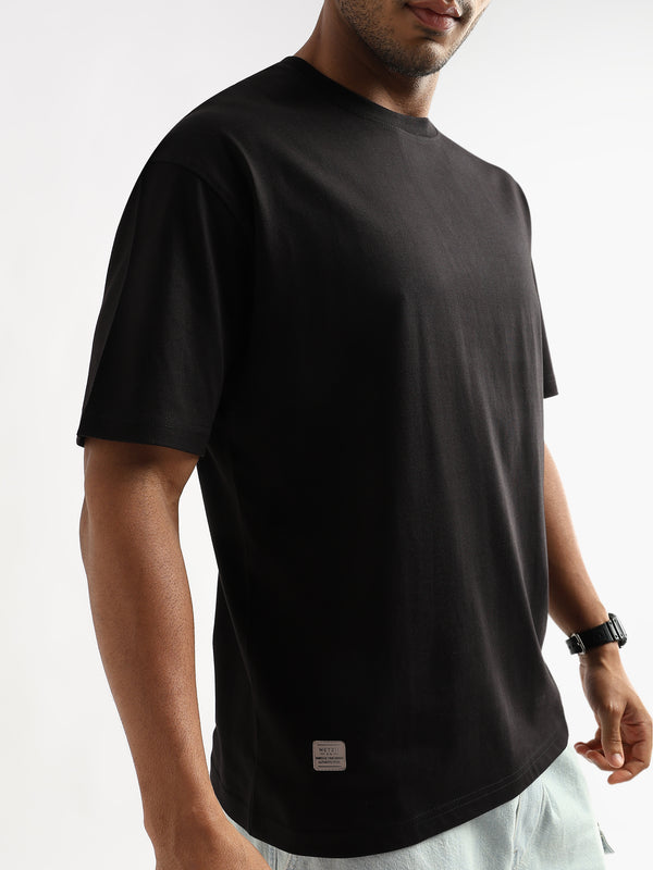 Meteorite Black Solid Oversized T-Shirt