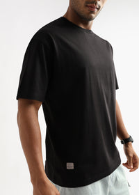 Meteorite Black Solid Oversized T-Shirt