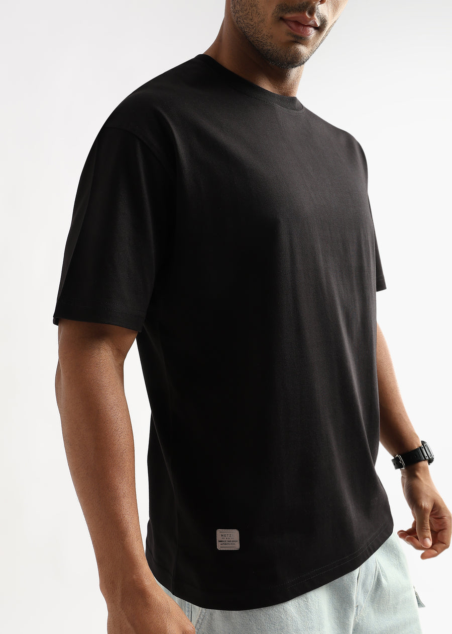 Meteorite Black Solid Oversized T-Shirt