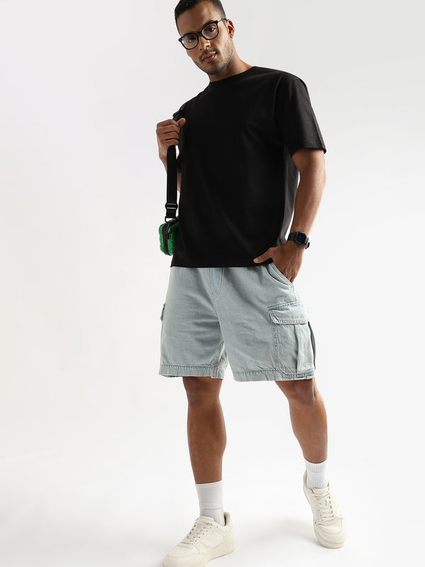 Meteorite Black Solid Oversized T-Shirt