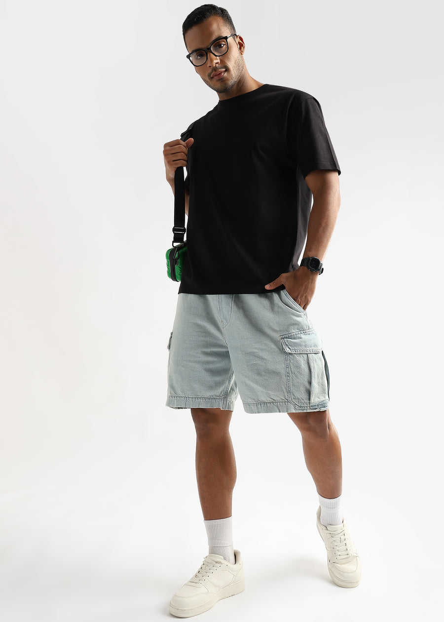 Meteorite Black Solid Oversized T-Shirt