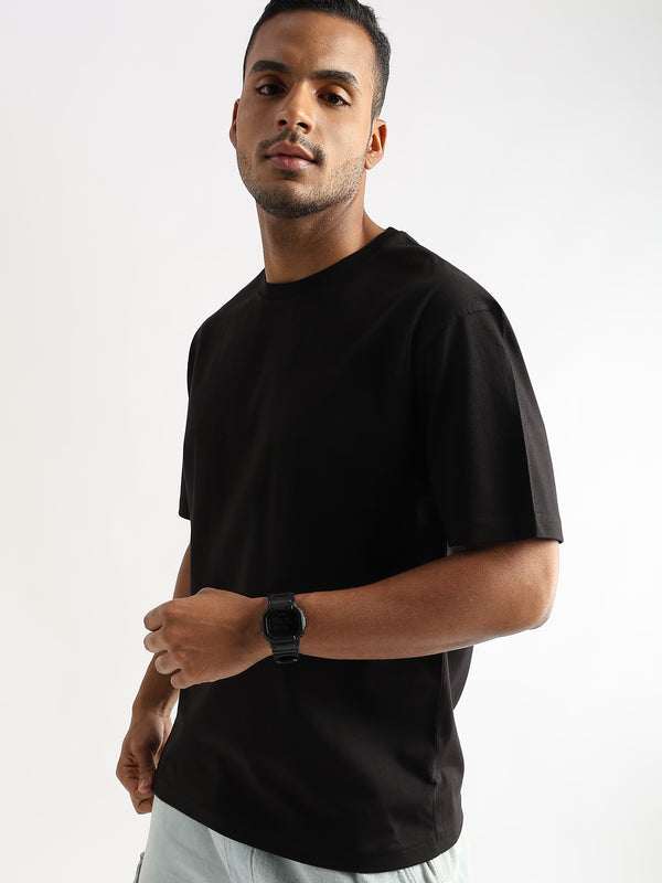 Meteorite Black Solid Oversized T-Shirt