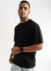 Meteorite Black Solid Oversized T-Shirt