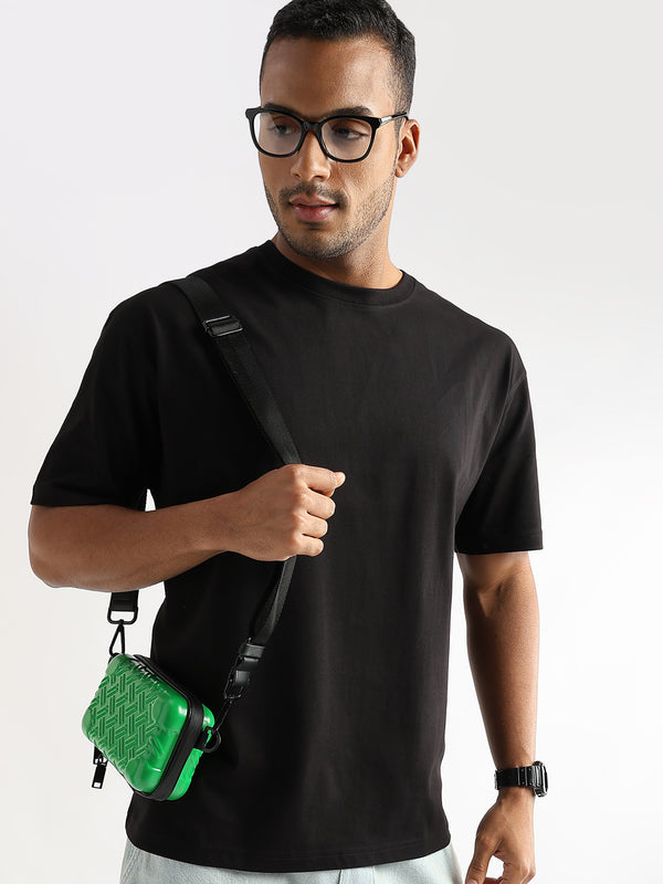 Meteorite Black Solid Oversized T-Shirt