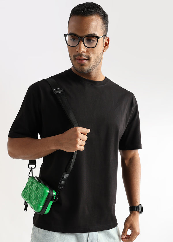 Meteorite Black Solid Oversized T-Shirt