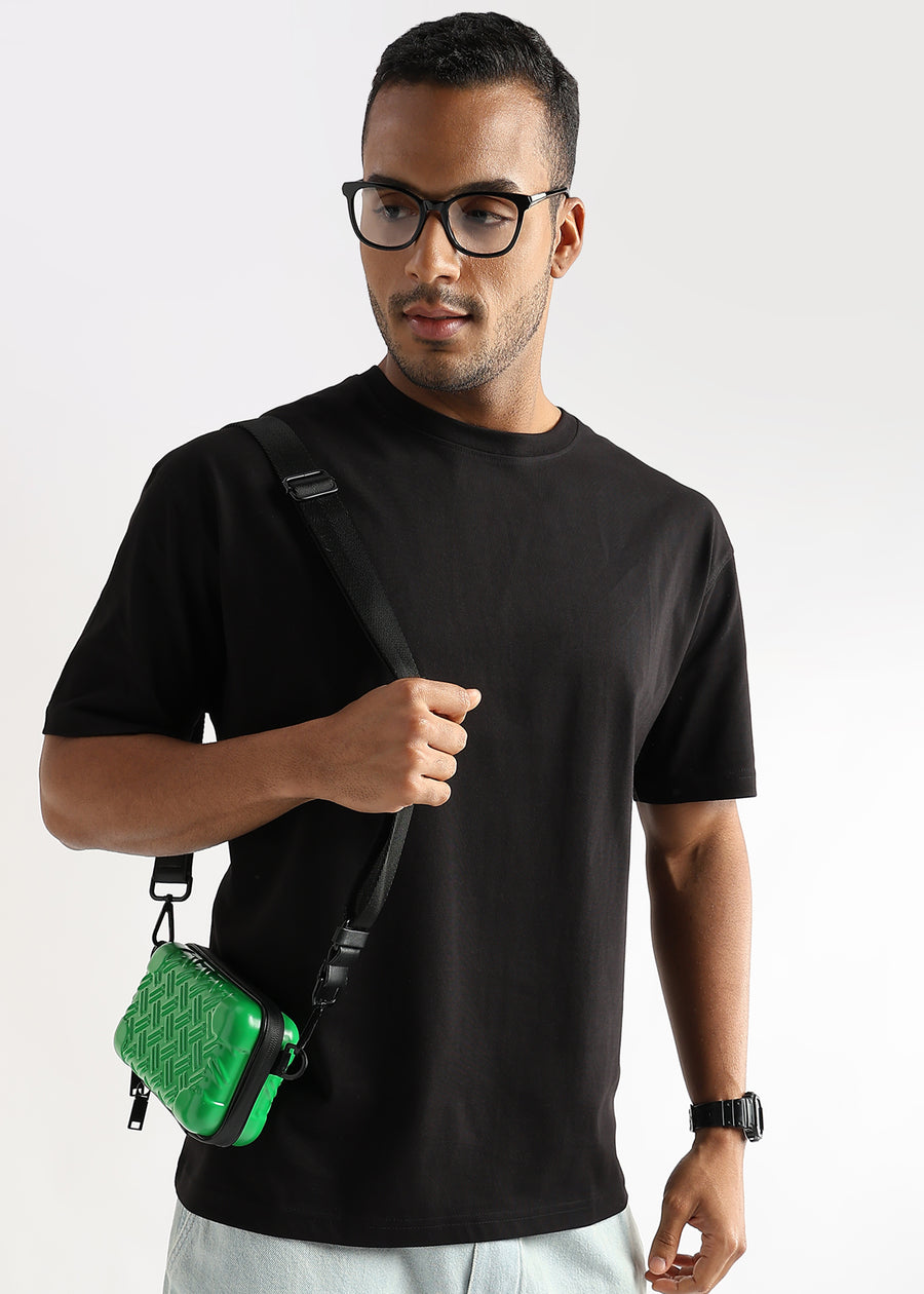 Meteorite Black Solid Oversized T-Shirt