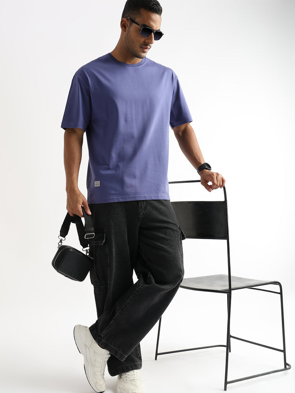 Twilight Purple Solid Oversized T-Shirt